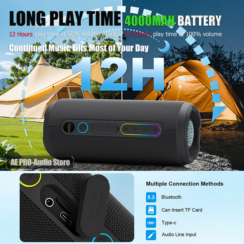 Caixa de Som Bluetooth Portáti - Portable Bluetooth Speaker Waterproof Ipx7 avaliação e preço