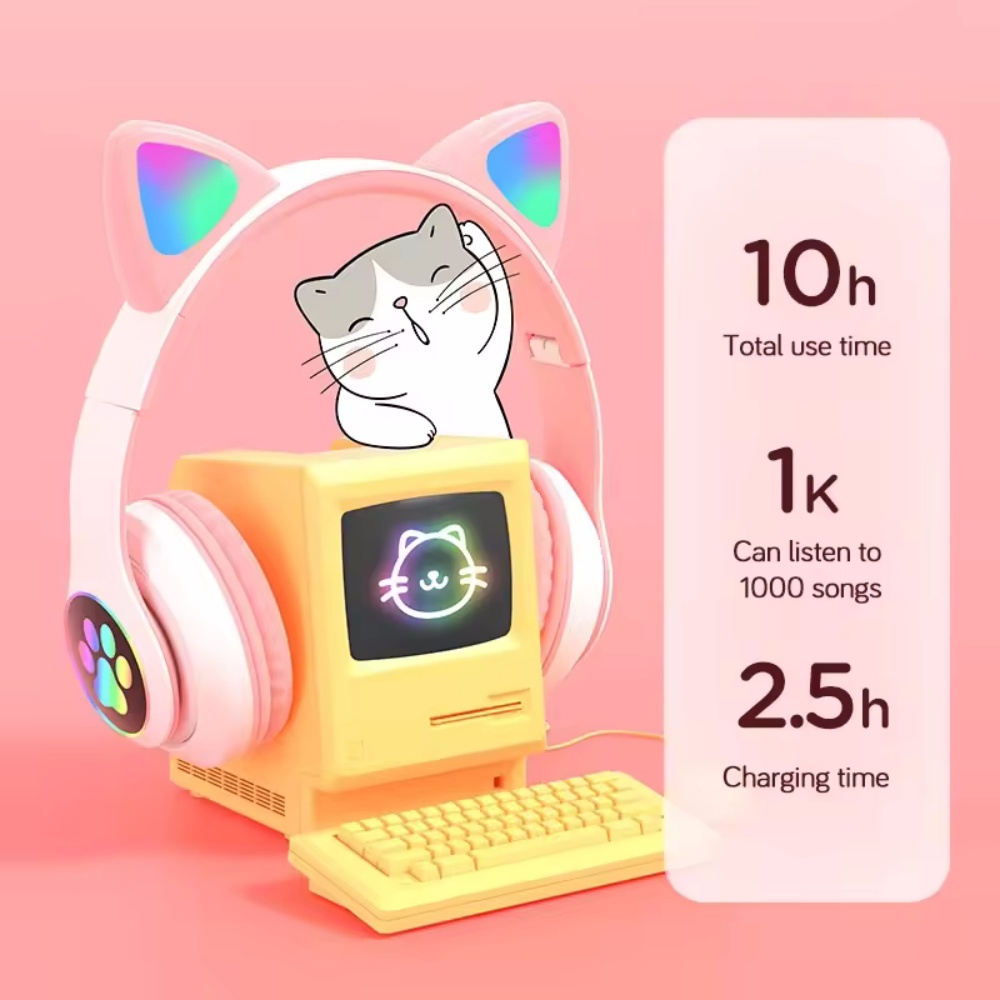 Fones de Ouvido Bluetooth Sem  - Cat Ear Bluetooth Headset Led avaliação e preço
