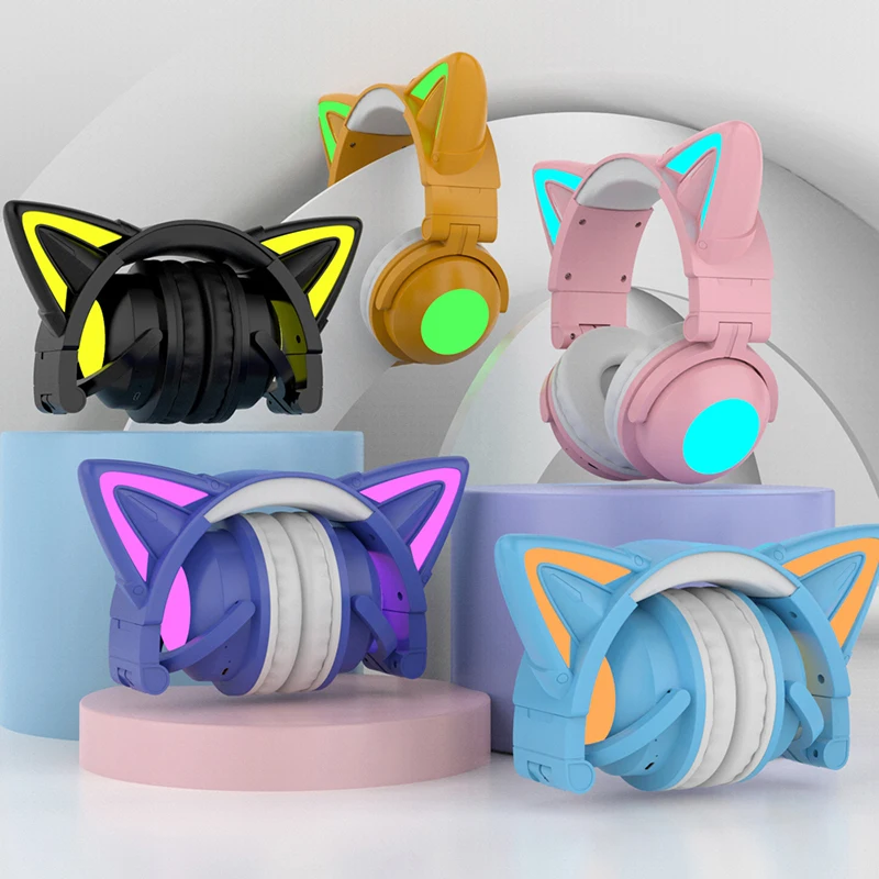 Zw068 fones de ouvido bluetoot - Cat Ear Bluetooth Headset Led avaliação e preço