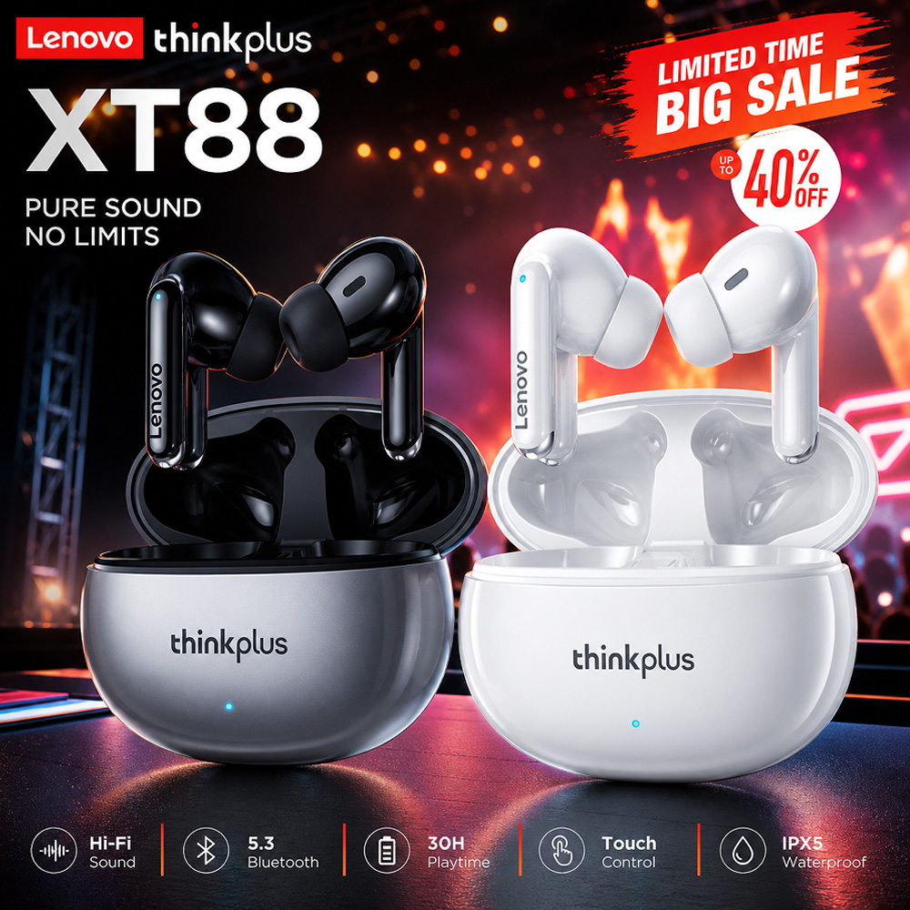 Lenovo XT88 Fones de Ouvido Se - Tws Earbuds Bluetooth 5.3 avaliação e preço